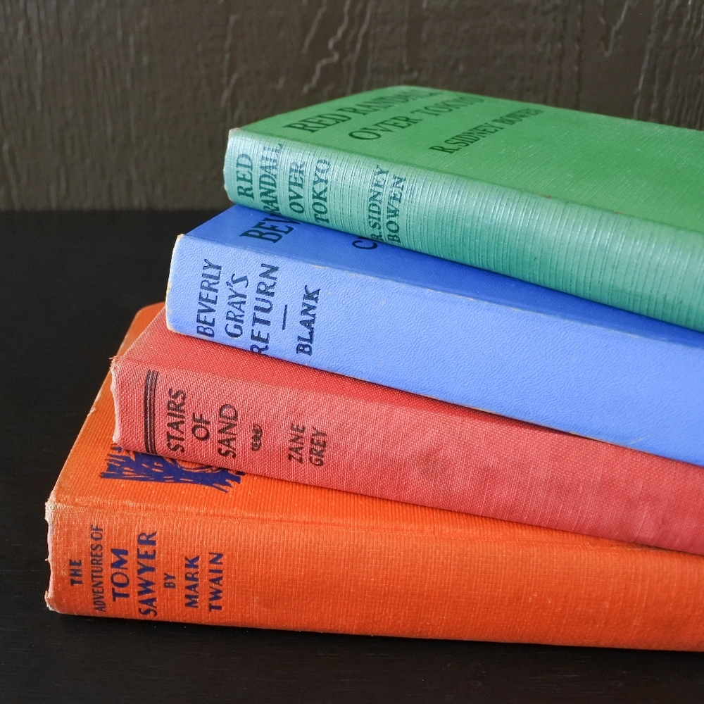 Antique & Vintage Colorful Shabby Chic Hardcover Old Book Stack Decor Set